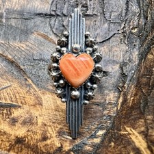925 Sterling Silver  Spiny Oyster Heart Ring Size 8  Southwestern  