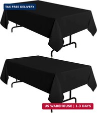 sancua 2 Pack Black Tablecloths 60x102 Inch for 6 Feet Rectangle Tables Stain