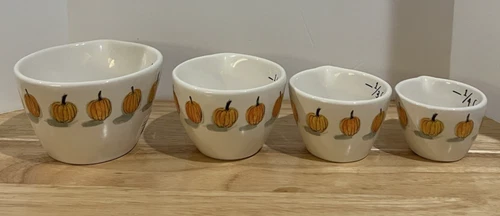 Rae Dunn Fall Pumpkin Nesting Measuring Cups Thanksgiving Ceramic Farmhouse