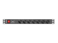 Lanberg PDU-07F-0200-IEC-BK 1U Horizontal Black 7 AC Type F Outlet s