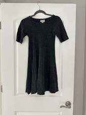 Ganni Threaded Trails XS Swing Dress Gray Winter Stretch Jersey  