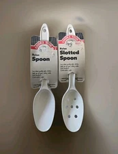 Vintage Cooks Tools Nylon White Serving And Slotted Spoon Set White 1985