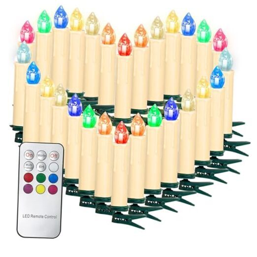 30PCS LED Flameless Taper Candles Battery Operated Christmas 30PCS Multicolor