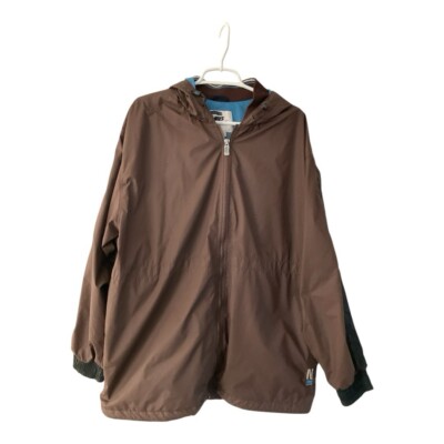 VTG NIKE Mens Sz L Sideline Rubberized Full Zip Jacket Hooded Waterproof Brown