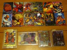 Marvel Masterpieces + Marvel Flair + Marvel Metal Promo Sheets &Wizard Cards (4)