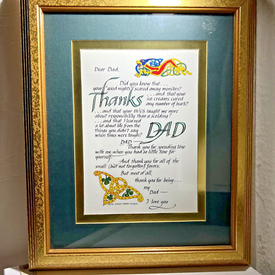 Wooden Framed Wall Home Decor Dear Dad Letter Multicolor on White 12x10 