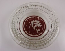 MGM Las Vegas Casino hotel Vintage glass Ashtray Leo the Lion head round 