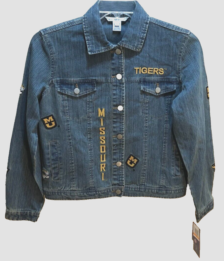 Missouri Tigers NCAA New Vintage 90s Women Indigo Sewn Big 12 Jacket S Tags