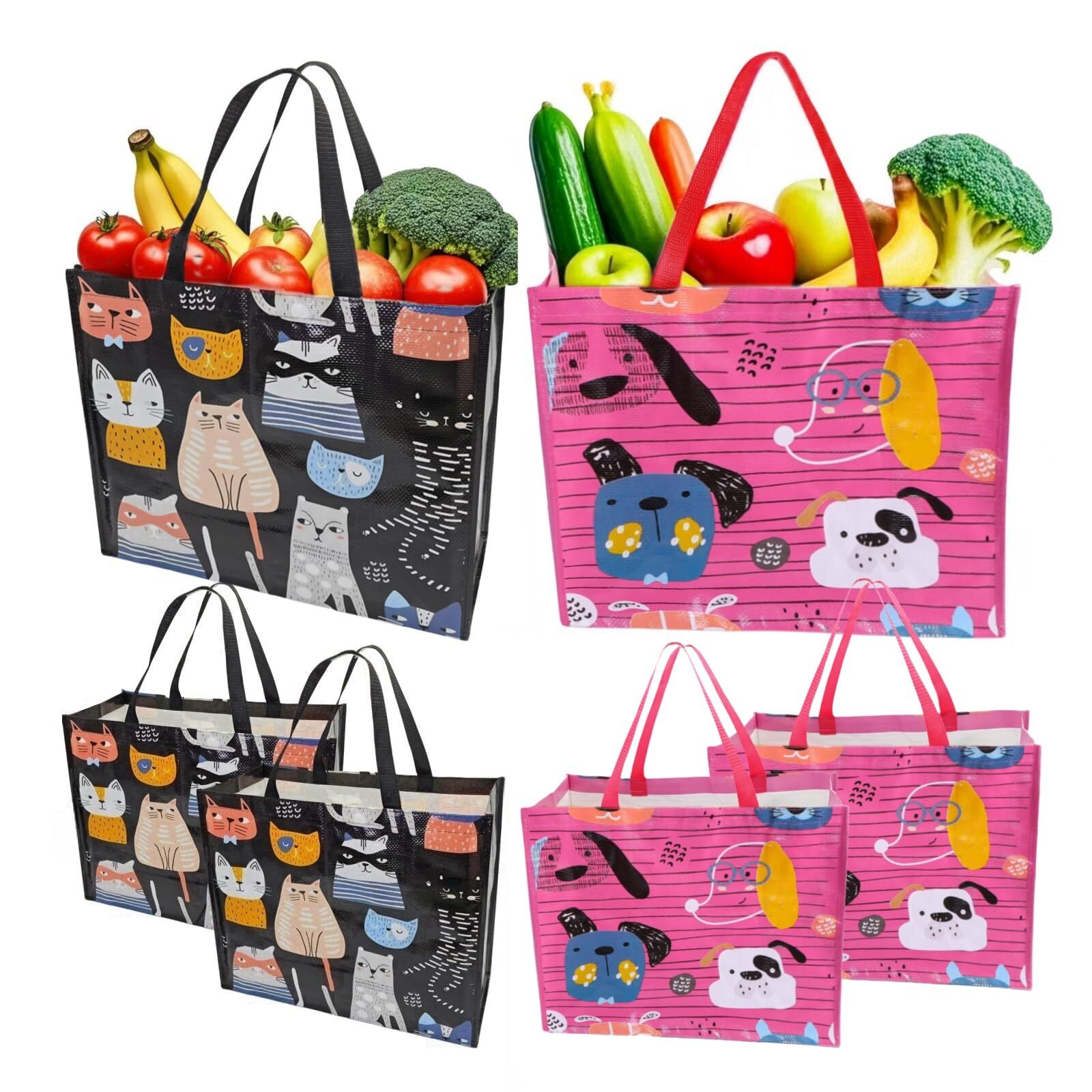 6 Pack Reusable Grocery Shopping Bags Heavy Duty Large Shopping Extremely Dur...