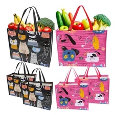 6 Pack Reusable Grocery Shopping Bags Heavy Duty Large Shopping Extremely Dur...
