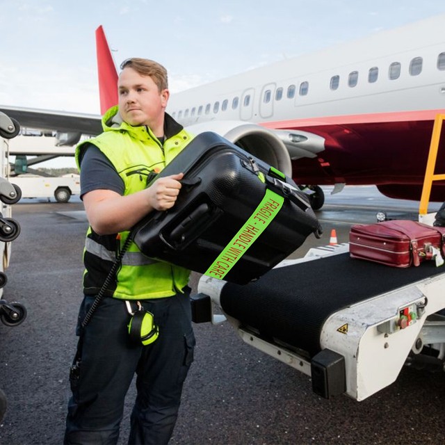 2 Pack Bright Luggage Straps Fragile Handle With Care For