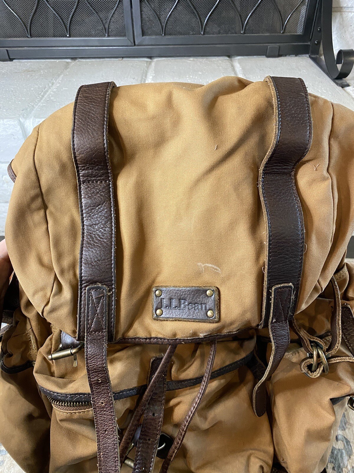 LL Bean Continental Rucksack Waxed Canvas & Leather Backpack Bag eBay