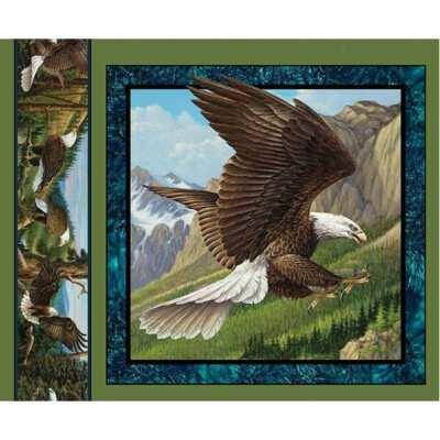 100 % Baumwollstoff Federn kreativ angreifender Weißkopfseeadler Vogel Wild Kissen Panel