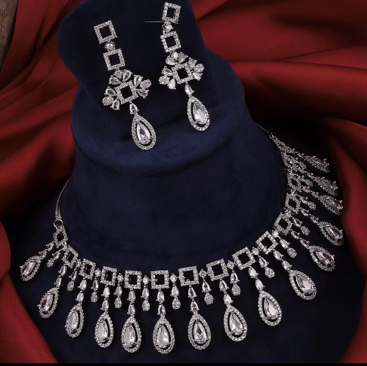American diamond indian jewellery set with Earrings South Indian