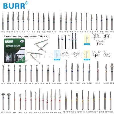 Dental Diamond FG High Speed Burs for Polishing Smoothing Teeth Polishers 50 Pcs