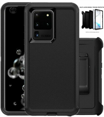 For Samsung Galaxy Note 20 Black Defender Case Cover (Belt Clip Fits OtterBox)