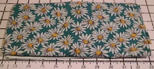 MMFab Daisies on Teal Blue 100% cotton fabric remnant - 42" x 40"