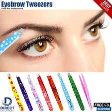 Eyebrow Tweezer Slanted Flat Tip Stainless Steel Facial Hair Remover Clip Makeup