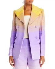  5990 Oscar De La Renta Ombre Wool  Silk Double-Breasted Jacket Blazer Size 14