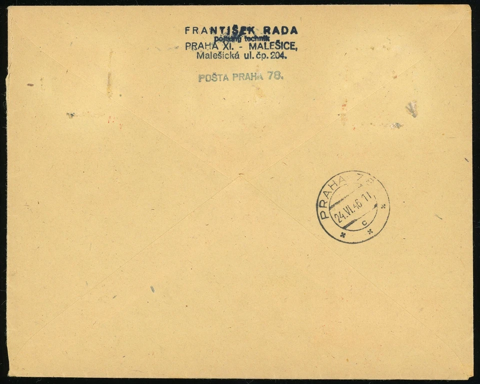 Checoslovaquia Praga 1946 Inauguración del Presidente Matasellos Cubierta Registrada Foto 2 de 2