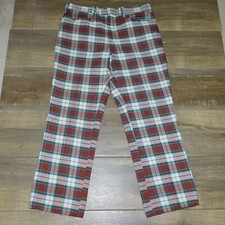Vintage 1970s LEVI'S STA-PREST SLACKS Young Men's Brown Plaid Pants 33 X 27