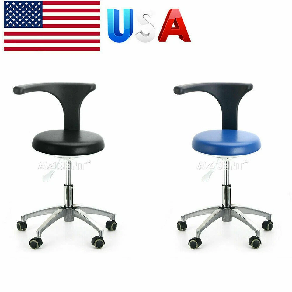 Dental Doctor Mobile Chair Dentist Assistant Stool Adjustable Height PU Leather