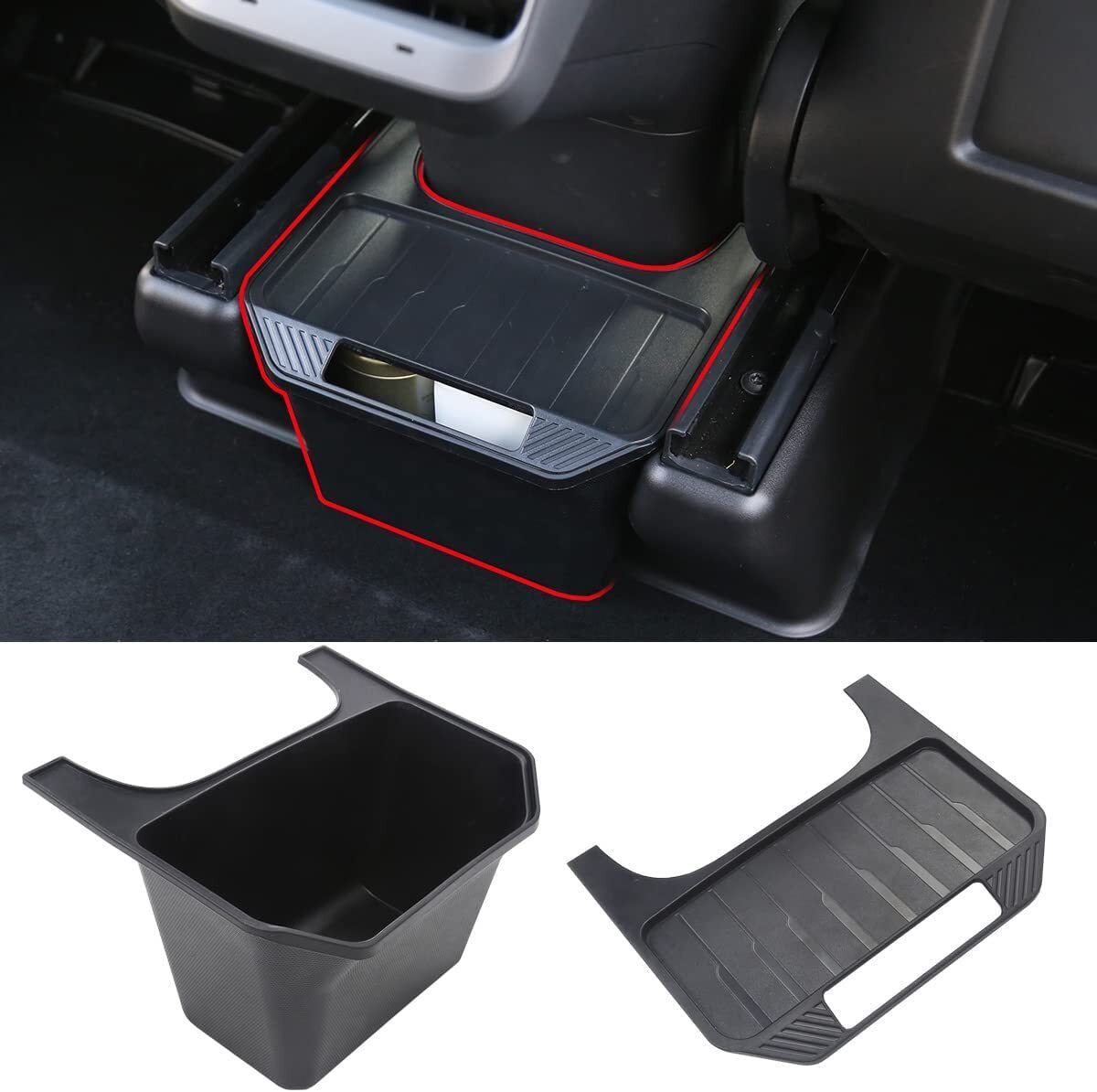 Tesla Model 3 & Y Rear Seat Storage Cubby Box TPE Black 2017-2024