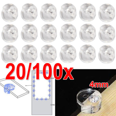 20x/100x Spiegelhalter einfach Kst.Kunststoff für 4mm Spiegel Glas Montage klar