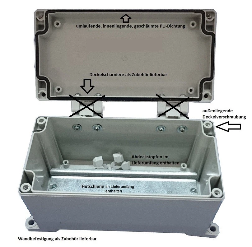 IP66 ABS Gehäuse mit Hutschiene - Klemmenkasten Verteilergehäuse Abzweigkasten - Bild 3 von 4