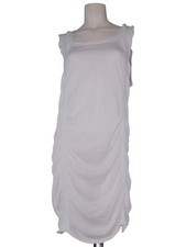 Nice Girl Abito Corto Da Donna 40 S Small Bianco Stretch Arricciato Cotone Lino