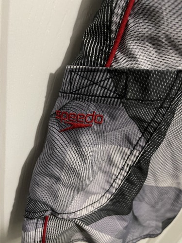 Speedo Boys Mesh Brief Lined Swim Trunks Size XL Black Gray Pool Shorts - Picture 2 of 3
