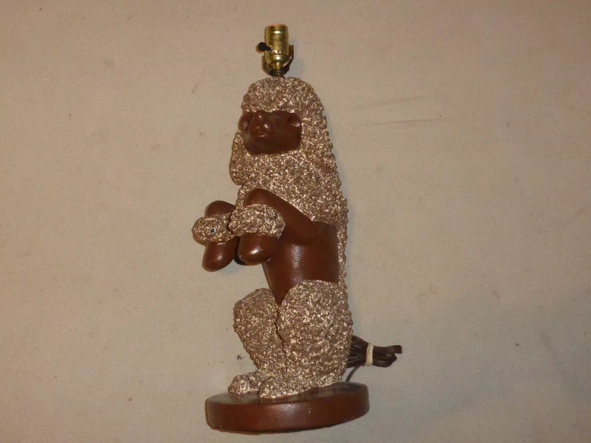 VINTAGE REGLOR OF CALIF POODLE TABLE LAMP MID CENTURY CALIFORNIA CHALKWARE RARE