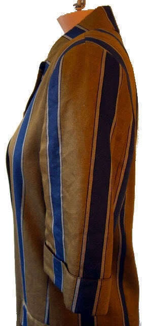 GUCCI tuta blu a righe oro blu giacca blazer 46 m 10 bottoni LINO cappotto vintage SOLE