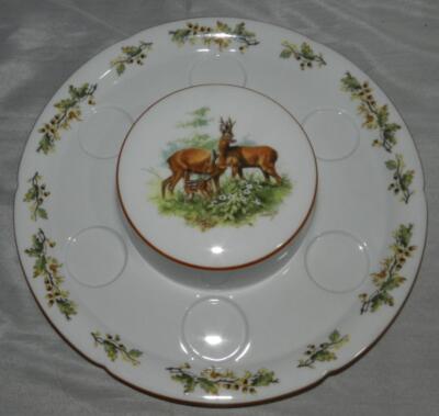 Rare Firkloveren Fyrklovern Apilanlehti Round Serving Tray Deer Oak Leaf Acorn