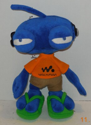 Vintage Sony Walkman Plato Blue Alien 12” Plush Toy Street Style Mascot 