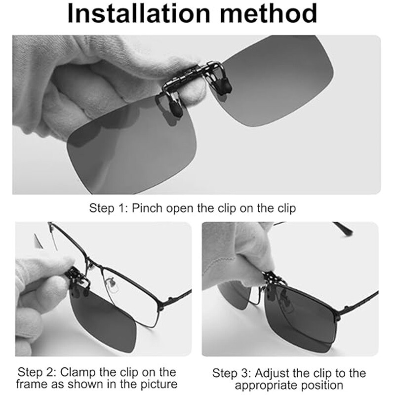 Anti Glare Night Driving Glasses Len Clip On Flip Up Polarized Lenses