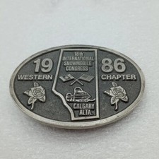 Vintage 1987 WESTERN CHAPTER BELT BUCKLE  INTERNATIONAL SNOWMOBILE CONGRESS 