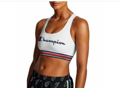 Champion Plus Size Sports Bra Double Dry White Logo Front Wicking