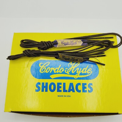 2 PAIR Brown 30 Inch WAXED DRESS SHOE  LACE STRING CORDO Hyde  USA Made 30'' NOS 