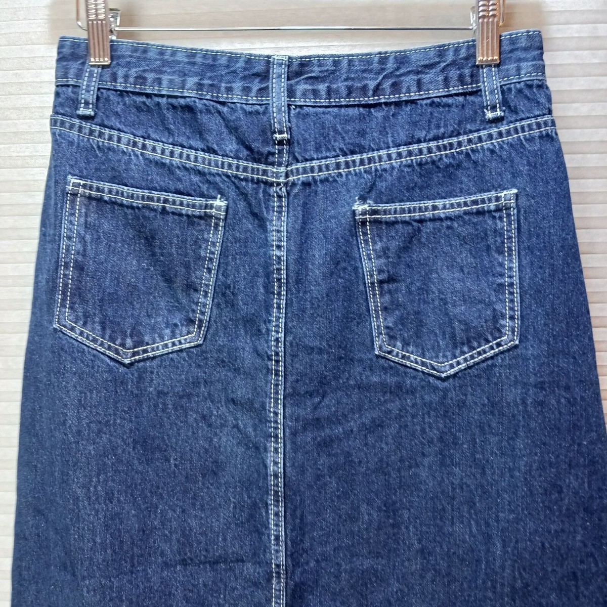 【HI FI FNK】(W) Pin Wrap Skirt Pants FYQ INDIGO BLUE DENIM PANELED JEANS LONG PENCIL SKIRT BUTTON