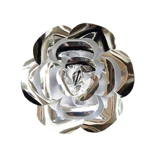 Mega Crafts - 12" Handmade Paper Pedal Flower - Metallic Silver, 1PC