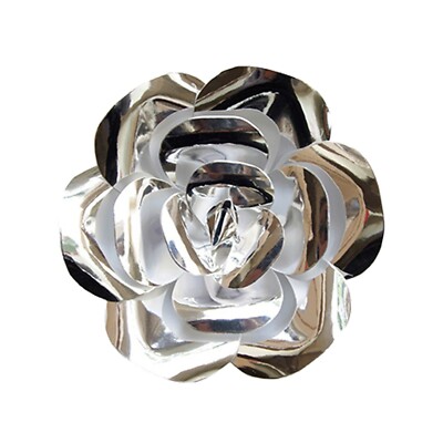 Mega Crafts - 12'' Handmade Paper Pedal Flower - Metallic Silver, 1PC