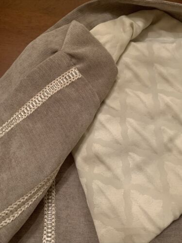 Rose Tree Laurenza Euro Shams Set Of 2 Beige Cream Embroidered Stripes New - Picture 9 of 12