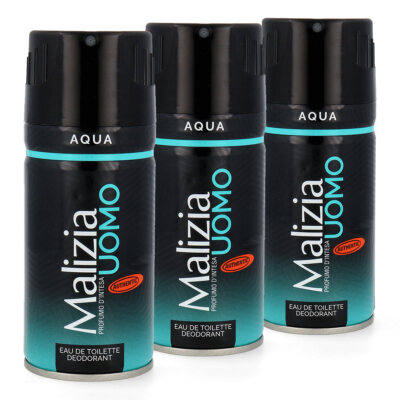 Malizia Uomo Aqua deo EdT 3x 150ml der marine erfrischende deodorant