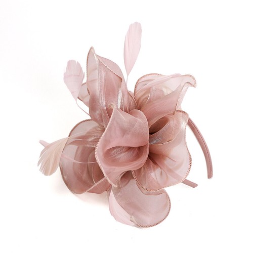Feather Flower Headband Alice Band Fascinator Ladies Wedding Royal Ascot Race H - Picture 11 of 33