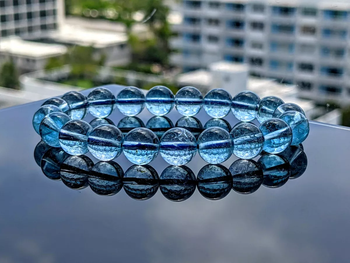 187.3 Cts. Sky Blue Topaz bead bracelet Men 10mm 7 7.5 8 or 8.5 inch