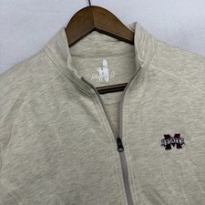 Suéter para mujer Mississippi State grande tostado bordado media cremallera pulóver golf