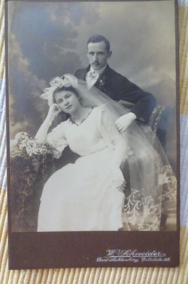 Altes Foto Hochzeit Fotograph W. Schneider Berl. Lichtenberg, 10,5X16,5cm