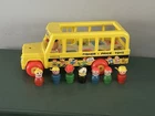 Vintage 1965 Fisher Price #192 School Bus Moving Eyes W/ 11 Little People & Dog