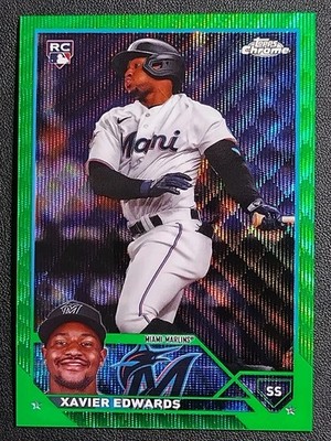 2023 Topps Chrome XAVIER EDWARDS RC GREEN WAVE REFRACTOR /99 Miami Marlins 